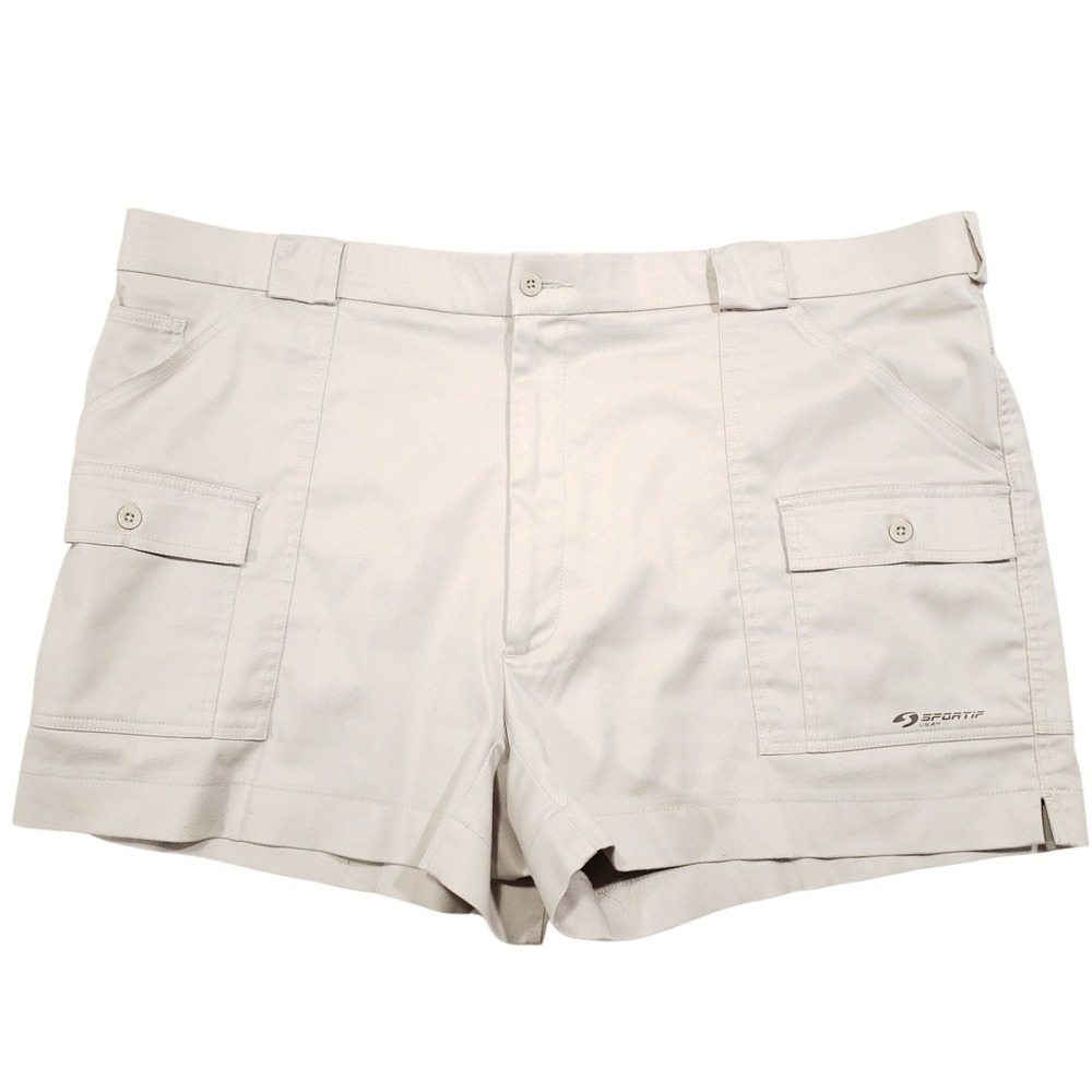 Sportif USA Cargo Shorts Mens 46 Tan Stretch Utility Hiking Pockets Outdoor 2568